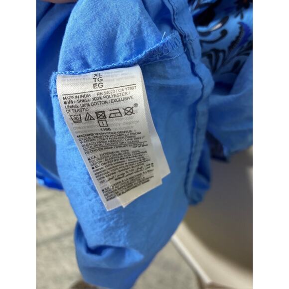 Old Navy Royal Blue Midi Dress XL Floral Tiered Cottagecore Modest Fall Wedding - Picture 11 of 11